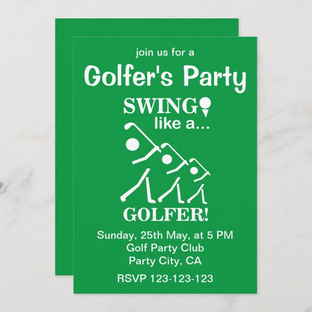 Swing wie ein Golfer-Golf-Party Einladung (Vorne/Hinten)