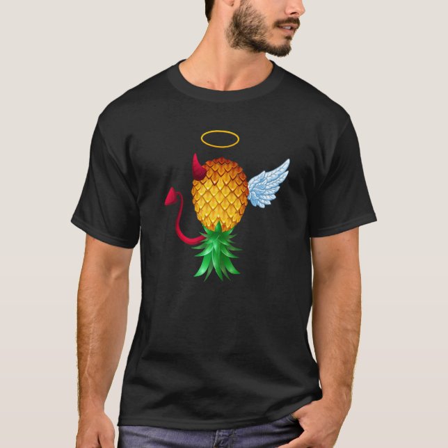 Swinger Upside Down Ananas Halb Teufel Halbwut T-Shirt (Vorderseite)