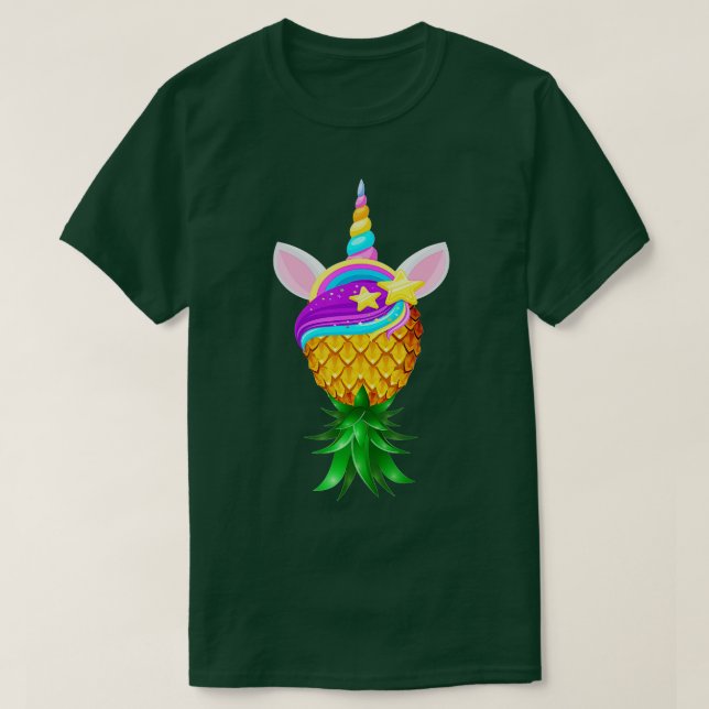 Swinger Upside Down Ananas Magical Unicorn Head T-Shirt (Design vorne)