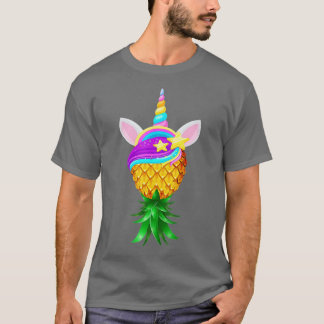 Swinger Upside Down Ananas Magical Unicorn Head T-Shirt
