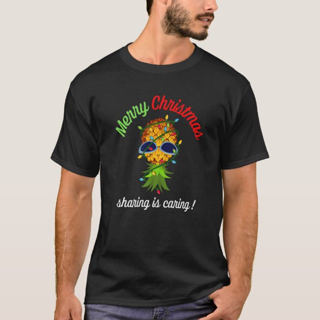 Swinger Upside Down Ananas Weihnachtsleuchten T-Shirt (Vorderseite)