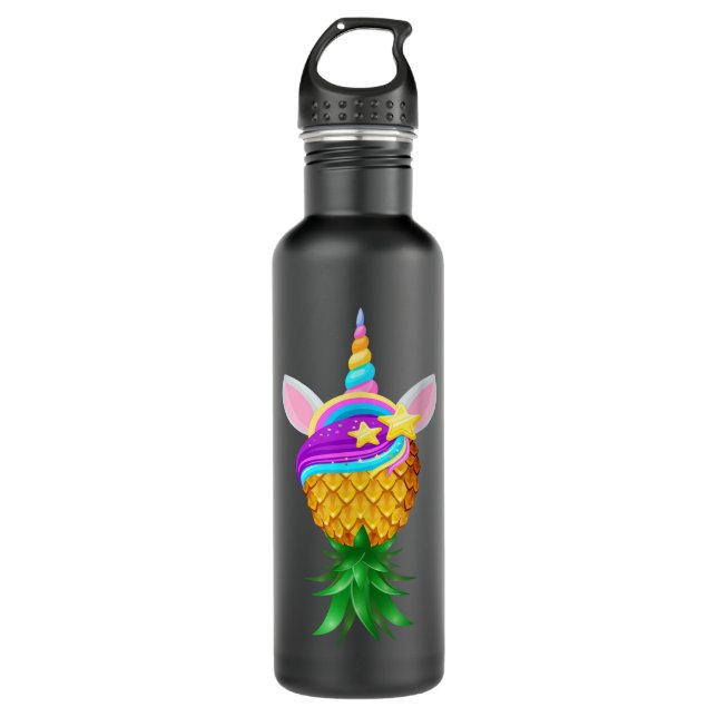 Swinger Upside Down Pineapple Magical Unicorn Head Edelstahlflasche (Vorderseite)