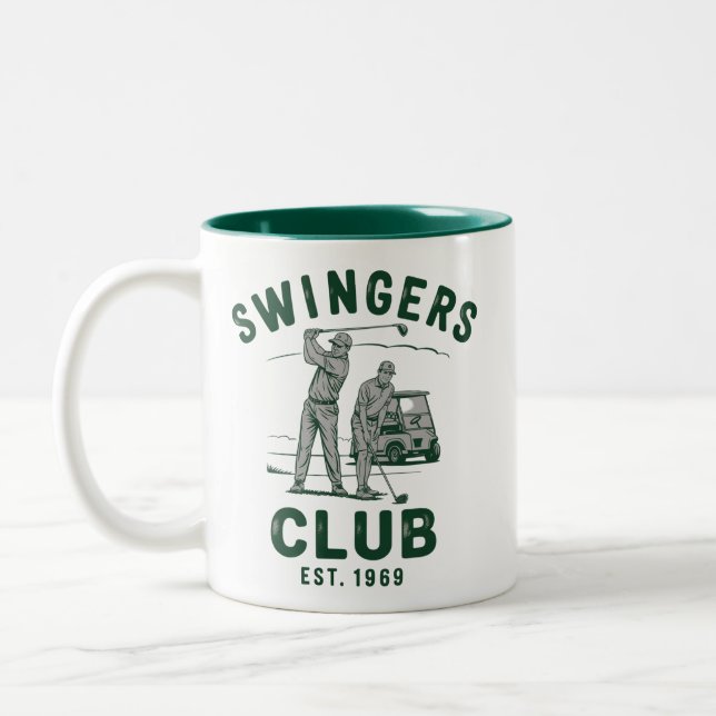 Swingers Club Funny Sarcastic Golfing Golfer Zweifarbige Tasse (Links)