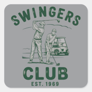 Swingers Club Lustig Sarkastisch Golfen Golfer Quadratischer Aufkleber