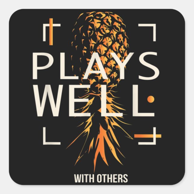 Swingers Lifestyle Funny Upside Down Ananas Quadratischer Aufkleber (Vorderseite)