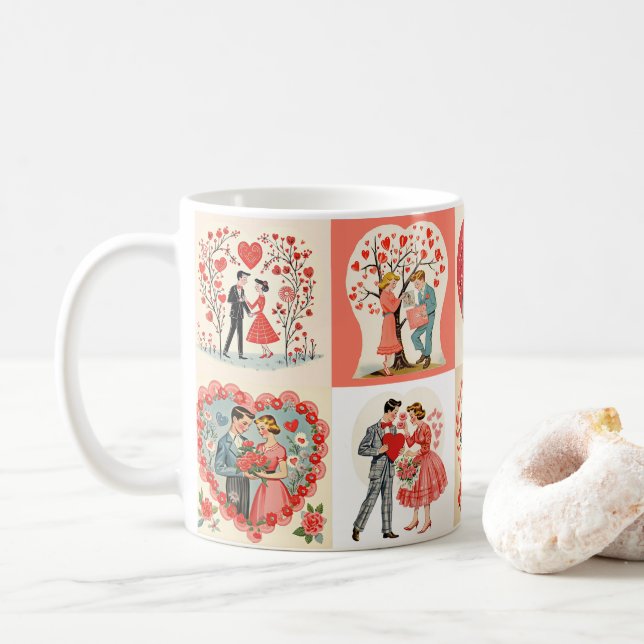 Swingin' Sixties Valentine Patchwork Kaffeetasse (Mit Donut)