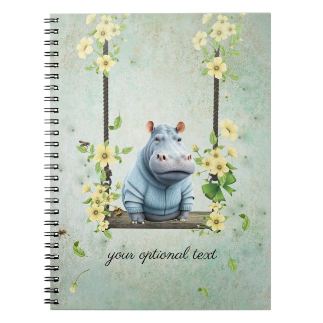 Swinging Baby Hippo Spiral Foto Notebook Notizblock (Vorderseite)
