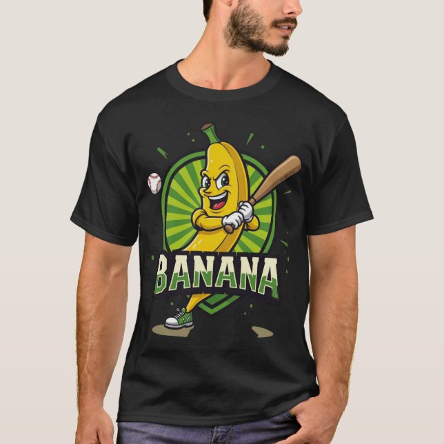 Swinging Banana Mascot Logo - Funny Baseball T-Shirt (Vorderseite)