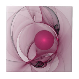 Swinging Fractal, moderne abstrakte Berry Pink Kun Fliese