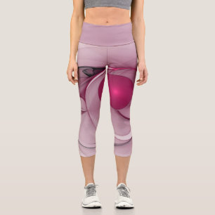 Swinging-Fraktal, moderne abstrakte beerenrosa Kun Capri Leggings