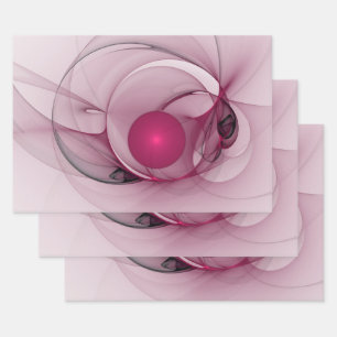 Swinging Fraktal, Moderne Abstrakte Berry Pink Art Geschenkpapier Set