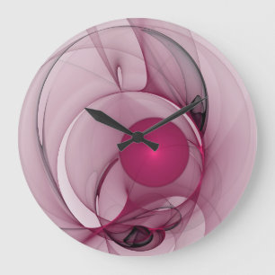 Swinging Fraktal, Moderne Abstrakte Berry Pink Art Große Wanduhr