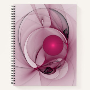 Swinging Fraktal, Moderne Abstrakte Berry Pink Art Notizbuch