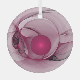 Swinging Fraktal, Moderne Abstrakte Berry Pink Art Ornament Aus Glas