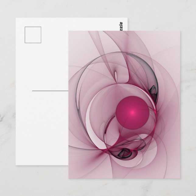 Swinging Fraktal, Moderne Abstrakte Berry Pink Art Postkarte (Vorne/Hinten)