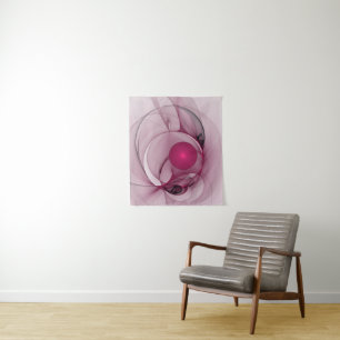 Swinging Fraktal, Moderne Abstrakte Berry Pink Art Wandteppich