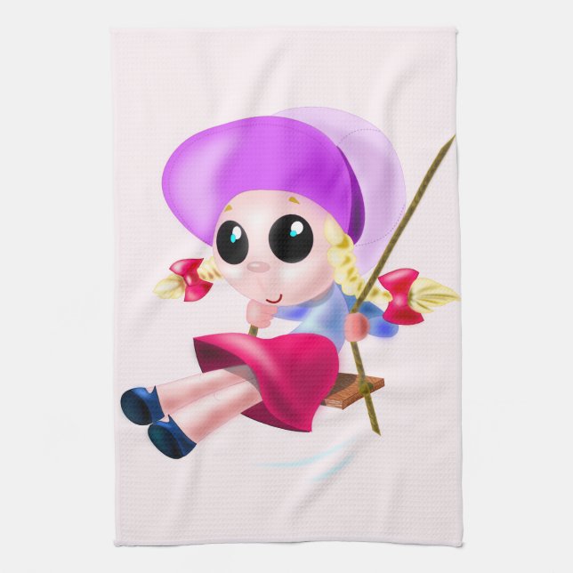 Swinging Girl Kitchen Handtuchmalerei Geschirrtuch (Vertikal)