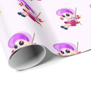Swinging Happy Girl Wrapping Paper Geschenkpapier