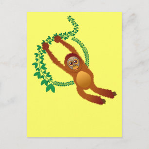 Swinging Orangutan Postcard Postkarte