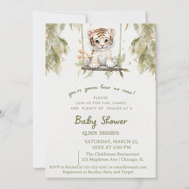 Swinging Safari: Wildes Abenteuer von Lion Cub Einladung (Vorderseite)