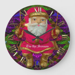 Swinging Santa Round (große) Wall Clock Große Wanduhr