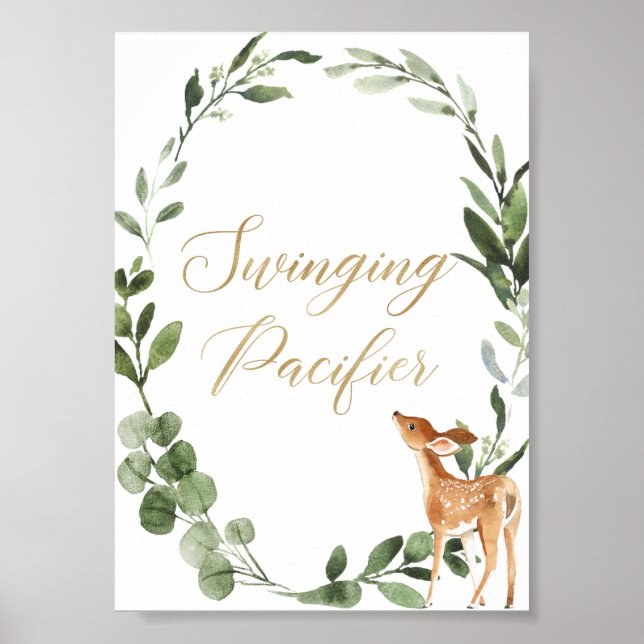 Swinging Schnuller Game Deer Green Gold Poster (Vorne)