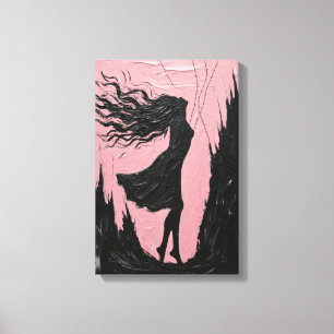 Swinging Silhouette in Black on Pink Leinwanddruck
