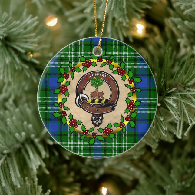 Swinton Clan Abzeichen & Tartan Personalisierte We Keramik Ornament (Baum)
