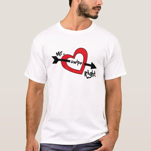 Swipe Right Mobile Verabred App Niedlich Design T-Shirt (Vorderseite)
