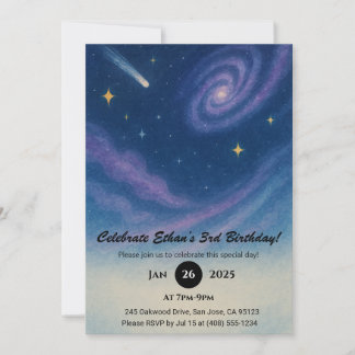 Swirbelgalaxie und Shooting Star Night Geburtstag Einladung