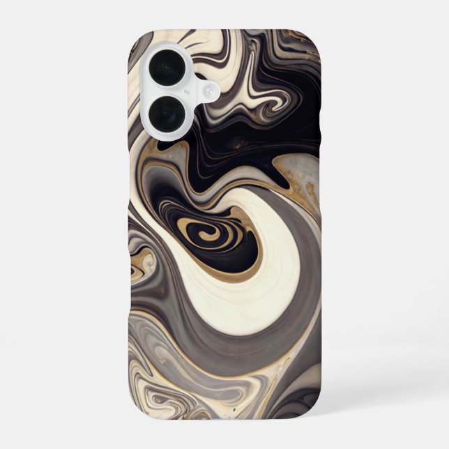 Swirbelschwarz iPhone 16 Hülle (Rückseite)