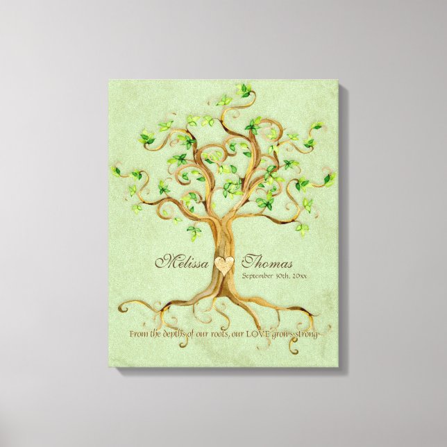 Swire Tree Roots Antiqued Sage Hochzeitsgeschenk K Leinwanddruck (Vorderseite)
