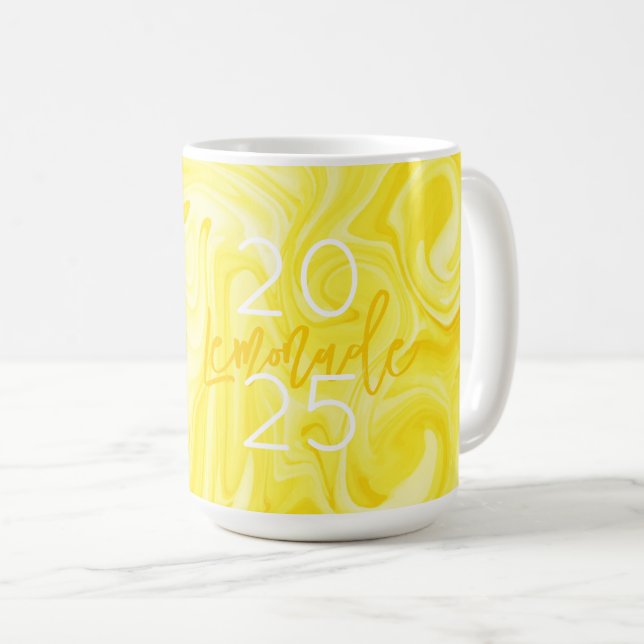 Swirl Art LEMONADE Yellow Preppy Modern Year Fun Kaffeetasse (VorderseiteRechts)