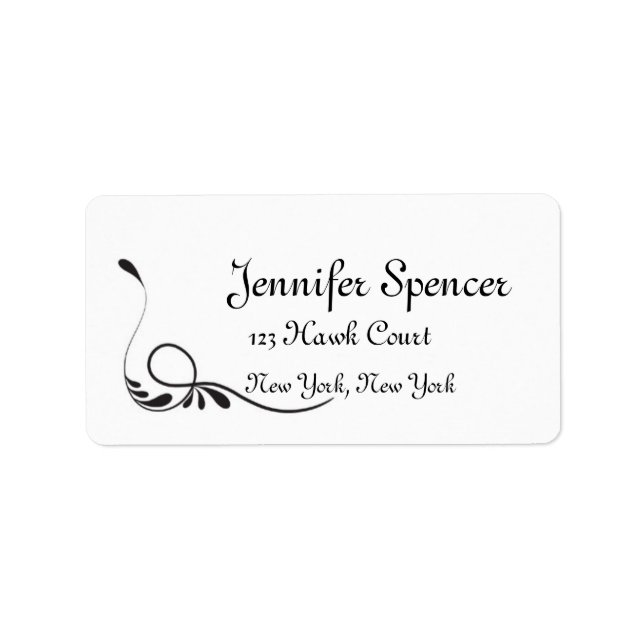 Swirl Design Wedding Labels Adressaufkleber (Vorne)