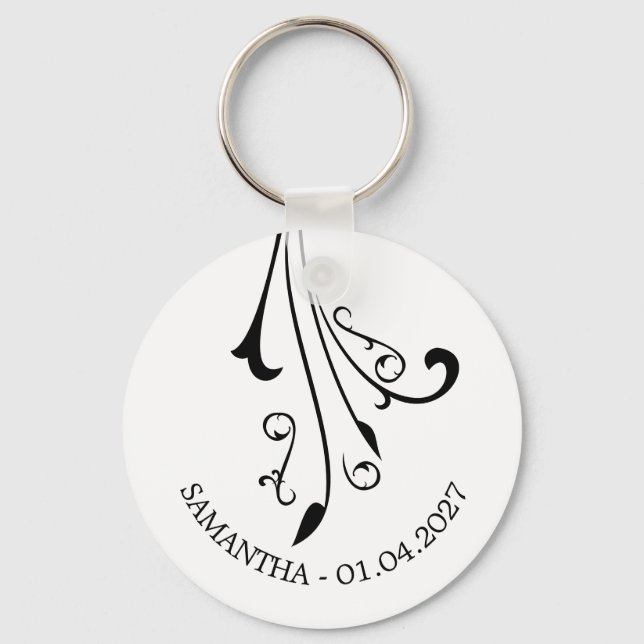 Swirl Elegant Ornament Horror Black Gothic Schlüsselanhänger (Vorderseite)