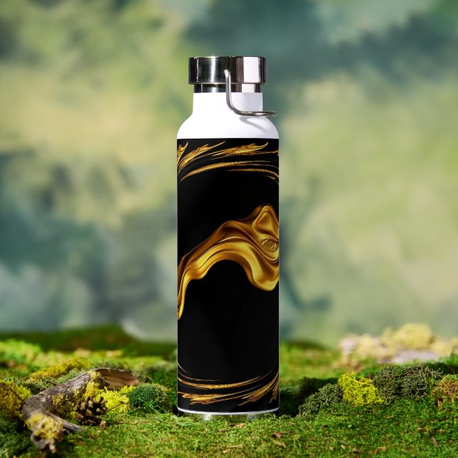 Swirl Liquid Gold Black Monoch Achem Opulent Swirl Trinkflasche (Außenbereich (gedreht))