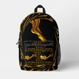 Swirl Liquid Gold Black Monochrome Christian Achem Bedruckter Rucksack