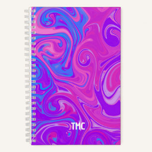 Swirl Marble Paint Artist INITIALS Pink Lila Spaß Notizbuch