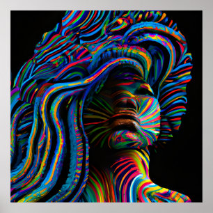 Swirl Rainbow Hair Black Melanin Afro Queen Crown Poster