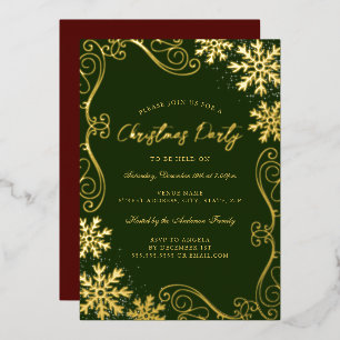 Swirl Red Green Snowflake Weihnachtsfest Party Folieneinladung