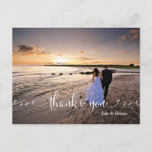Swirl Script Typografy Wedding Danke Postcard Postkarte