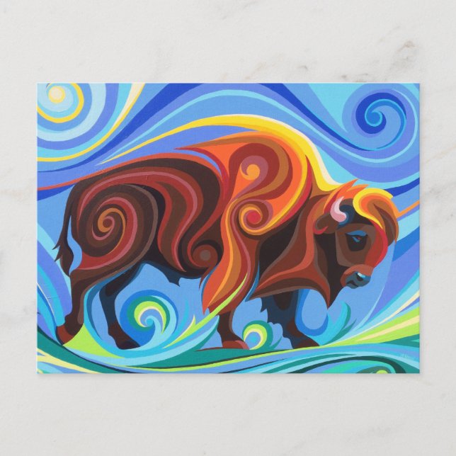 Swirl Spirits Buffalo Bison Postcard Power Tier Postkarte (Vorderseite)
