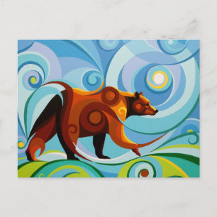 Swirl Spirits Grizzly Bär Postcard Power Tier Postkarte