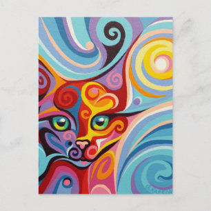 Swirl Spirits Luna Moon Cat Postcard Spirit Animal Postkarte