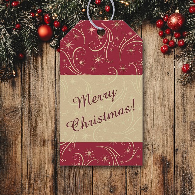 Swirl Stars Gold Holiday Geschenkanhänger (Von Creator hochgeladen)