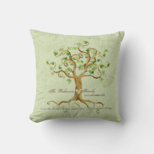Swirl Tree of Life Roots Personalisiertes Familien Kissen