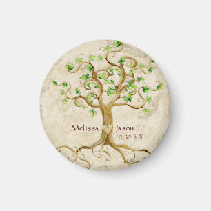 Swirl Tree Roots Antike Personalisierte Namen Herz Magnet