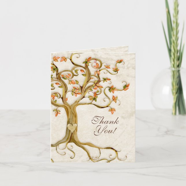 Swirl Tree Roots Antike Tan Custom Thank You Note Dankeskarte (Vorderseite)