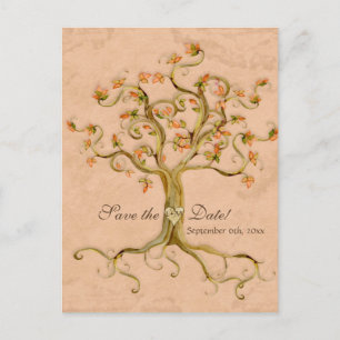 Swirl Tree Roots Antikes Parchment Hochzeit Gerett Ankündigungspostkarte
