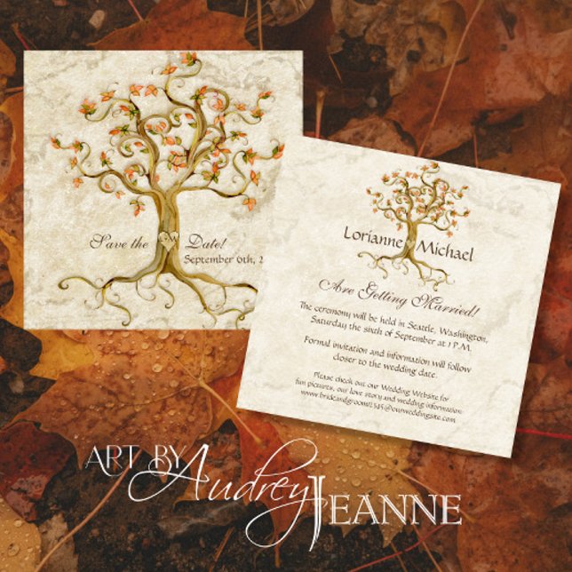 Swirl Tree Roots Antikes Parchment Hochzeit Gerett Einladung (Von Creator hochgeladen)